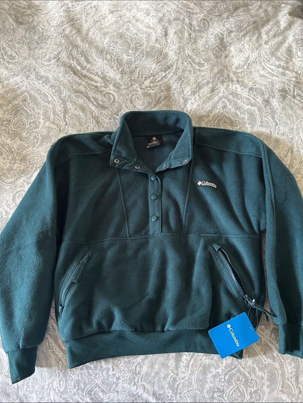 Columbia Teal Snap-Front Fleece Pullover